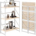 JSB No Assembly Folding Bookshelf, 3 Tier Industrial Metal Book Shelf by HomeFurniture