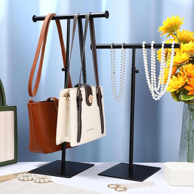 Leinuosen 4 Pcs T Shaped Purse Display Stand Necklace Display Stand Tabletop - Image 5