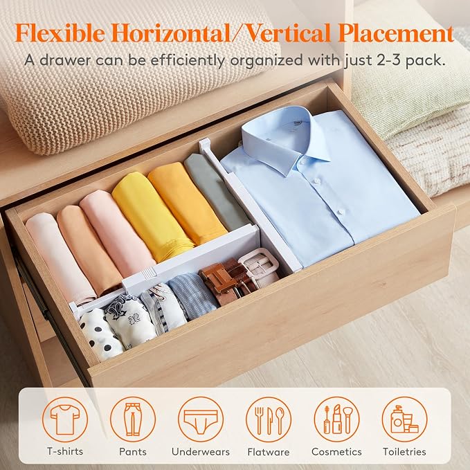 Lifewit 4 Pack Drawer Divider 4" High, 11-17" Drawer Dividers - Image 6