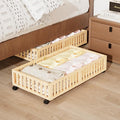 Bamboo Under Bed Storage with Wheels, Rolling Underbed Shoe Organizer Box by Bambooflow