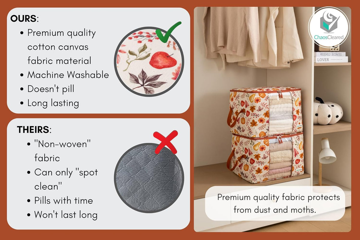 2 Pack Canvas Storage Bags Designer Organizer - Seasonal Storage for