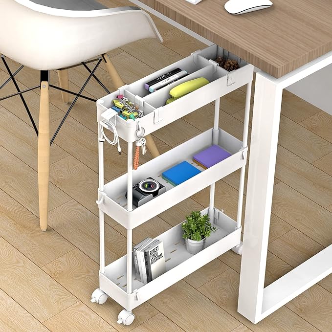 SPACELEAD Slim Storage Cart 3 Tier, Bathroom Organizer Rolling Utility - Image 3
