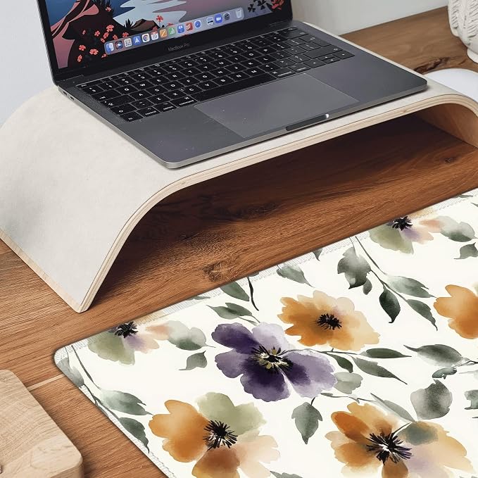 Watercolor Floral Large Mouse Pad, Gaming Keyboard Desk Pad, Extended Mouse Mat - Image 8