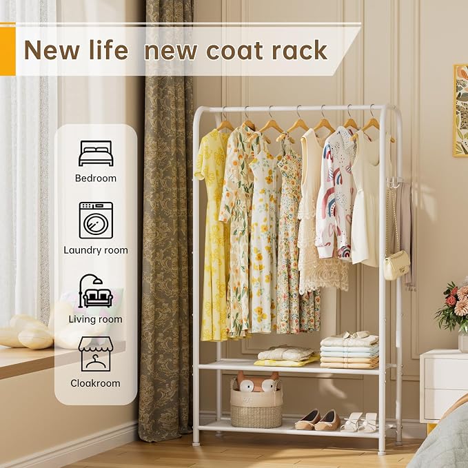 Clothes Garment Coat Rack Drying Clothing Racks Metal Freestanding - Image 7