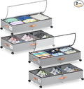 Under Bed Storage with Wheels, 4 Pack Under Bed Storage Container with Dividers by Unknown