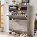 Shoe Storage Cabinet with 2 Flip Drawers, Farmhouse Narrow Shoe Organizer with by RWYHG