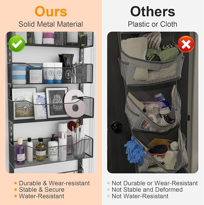 Over the Door Organizer, 2 in 1 Metal Hanging Closet Organizer & Hat Rack - Image 6