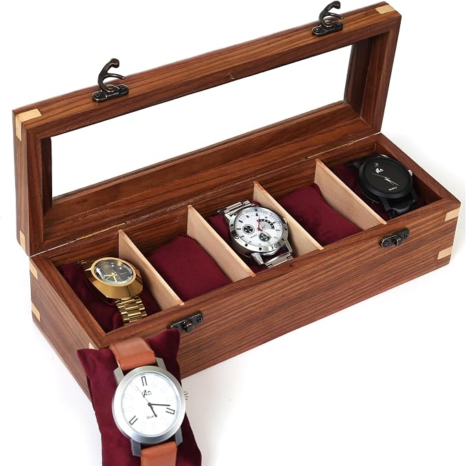 Wooden Watch Box for Men & Women, Watch Organizer & Display Case, Premium - Image 7