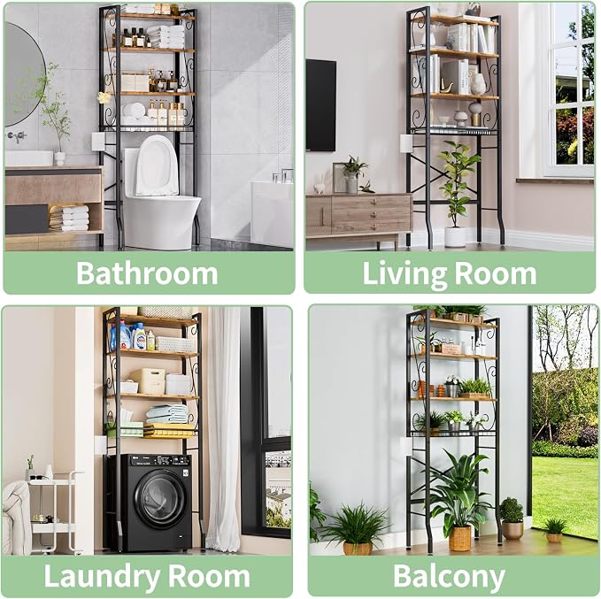 Over-The-Toilet Storage Rack 4-Tier, Bathroom Organizer Shelf Over Toilet - Image 6
