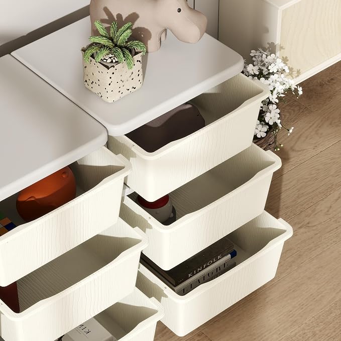 Qaba 3 Tier Kids Storage Unit, 9 Drawer Chest Toy Organizer Plastic Bins - Image 8