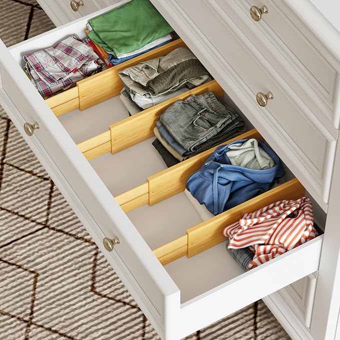 BAMEOS 4" High Drawer Dividers Bamboo Separators Organization Expandable - Image 5