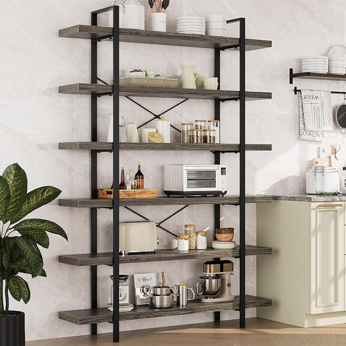 Bookshelf Set, Heavy Duty 6-Tier Industrial Bookcase, 120lbs Shelf Capacity - Image 8