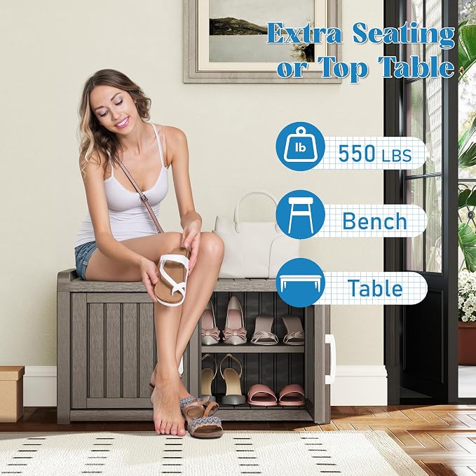 KAMABOKO Shoe Storage Cabinet Waterproof UV-Resistant, Entryway Storage Bench - Image 7