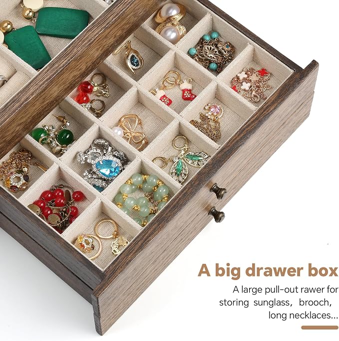 Meangood Jewelry Box Organizer for Women, 3 Layer Large Jewelry Storage Case - Image 7