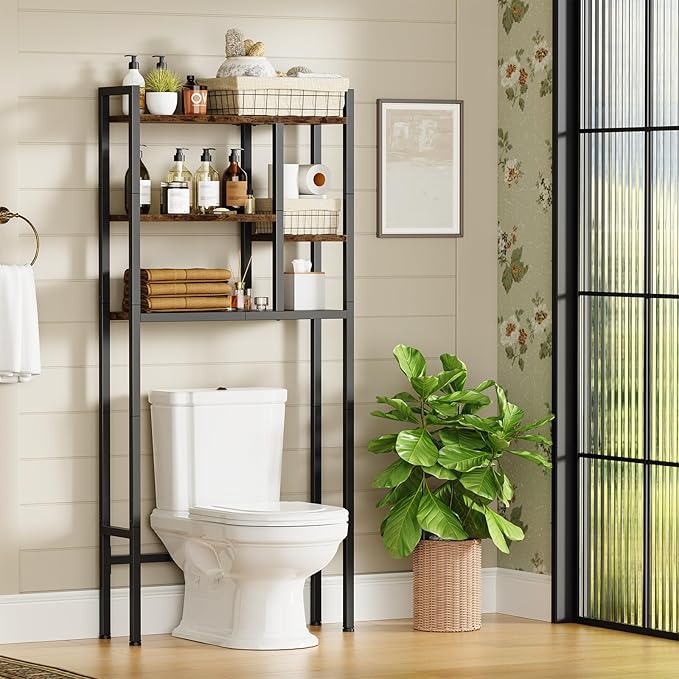Over-The-Toilet Storage Rack, 3-Tier Bathroom Shelves Over Toilet, Above Toilet by Asgolion