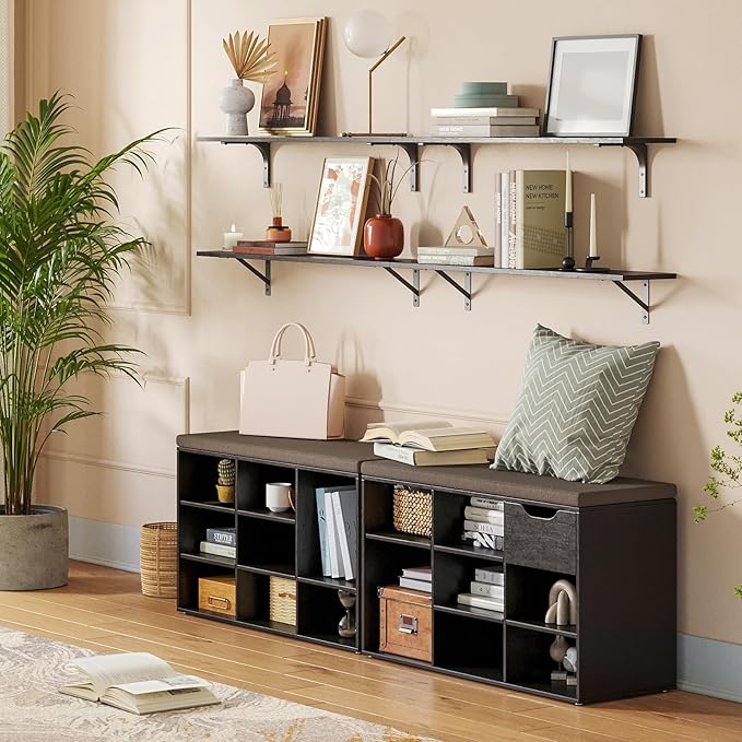 DINZI LVJ Shoe Bench, 9 Cubbies Shoe Organizer - Image 5
