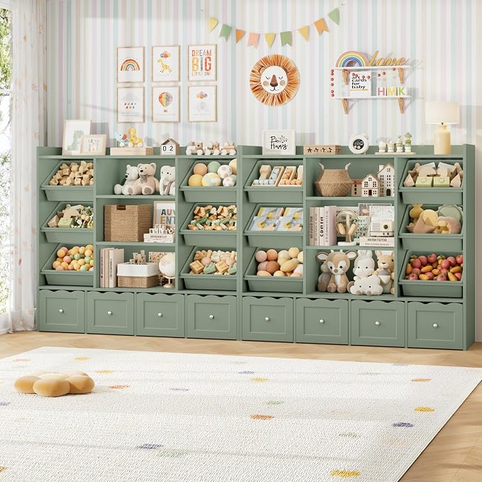 HITHOS 55" W Kids Toy Storage Organizer, Large Toy Box - Image 3