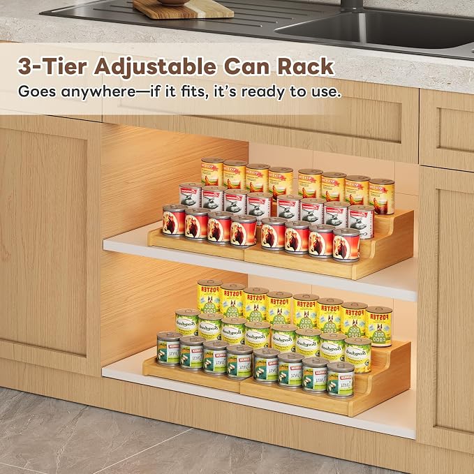 Expandable Bamboo Cat Food Can Storage - Image 7
