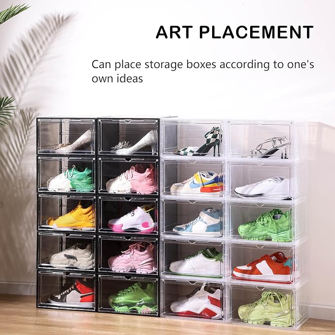 Attelite Shoe Box, Upgraded Large Clear Shoe Storage Box Stackable, 8 Pack - Image 6