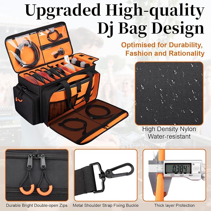Large Dj Cable Bag with Laptop and Microphone Pocket, Dj Bag - Image 5