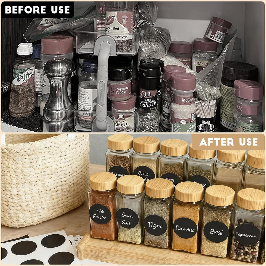 6Pcs Spice Jars with Label, 4oz Empty Square Seasoning Containers