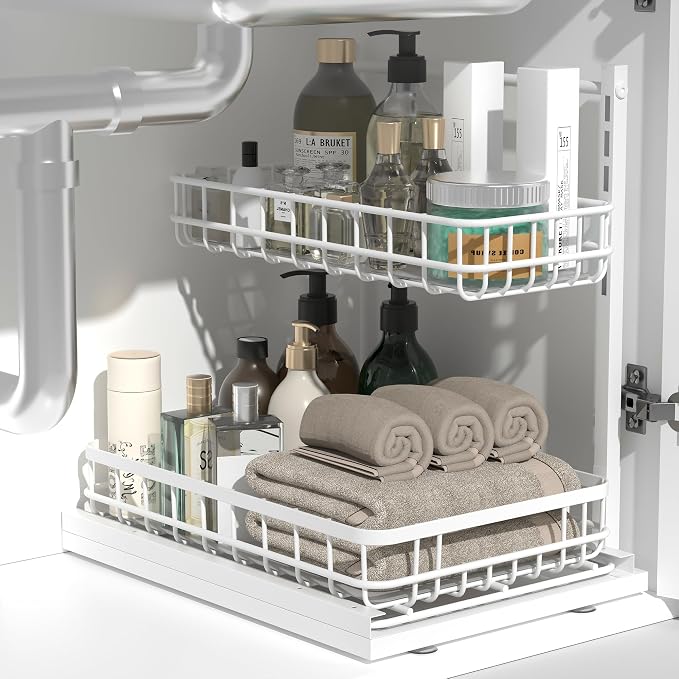 Under Sink Organizer, Adjustable Height Pull-Out Kitchen Storage Organization - Image 7