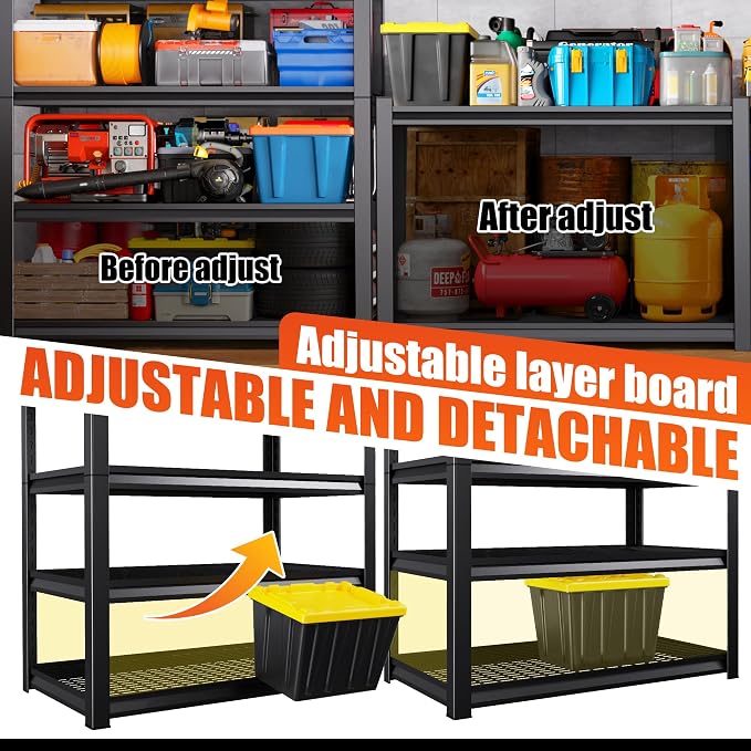 71" H Garage Shelving Heavy Duty 5-Tier Storage Shelves, Adjustable Metal - Image 4
