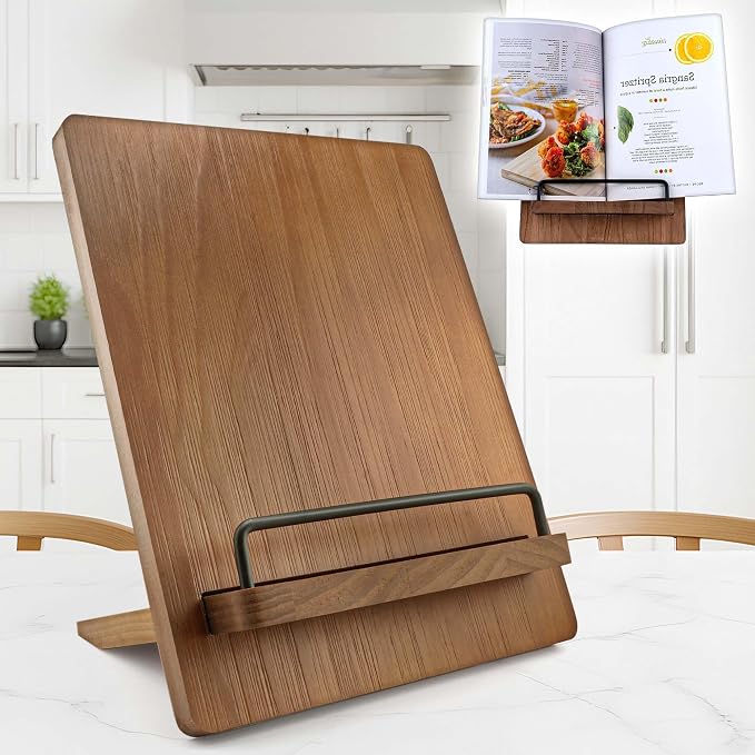Wood Cookbook Stand Cookbook Holder: Kitchen Adjustable Cookbook Holder Recipe by JUNSHUO
