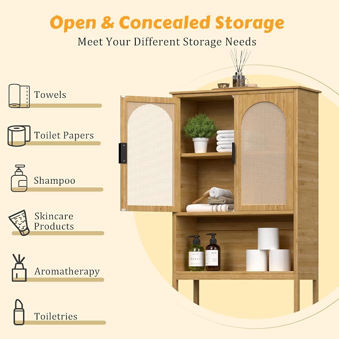 BlueWish Bathroom Organizers and Storage, Bamboo Over The Toilet Storage Cabinet - Image 5