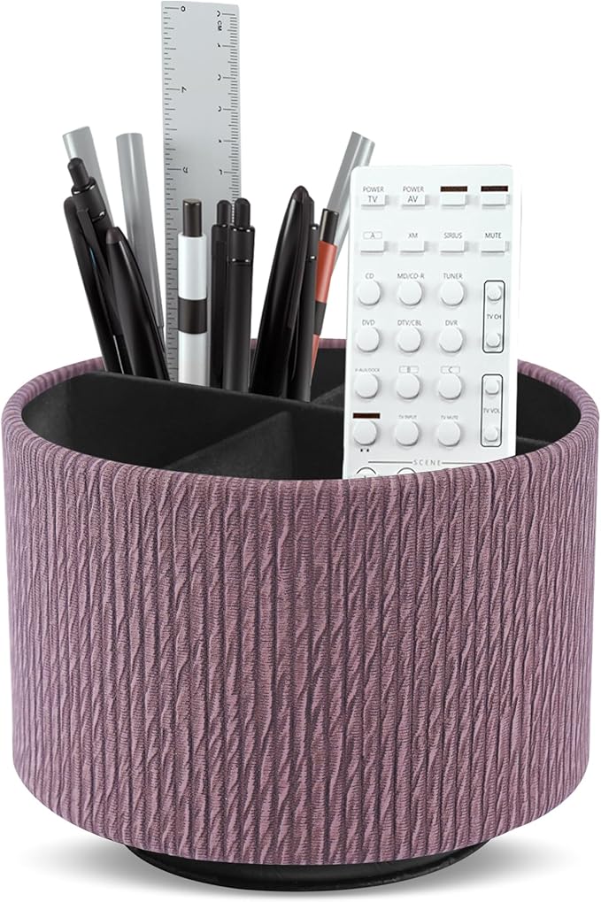 Round Leather Art Supply Organizer, Remote Control Holder, 360 Degree Spinning by Unknown