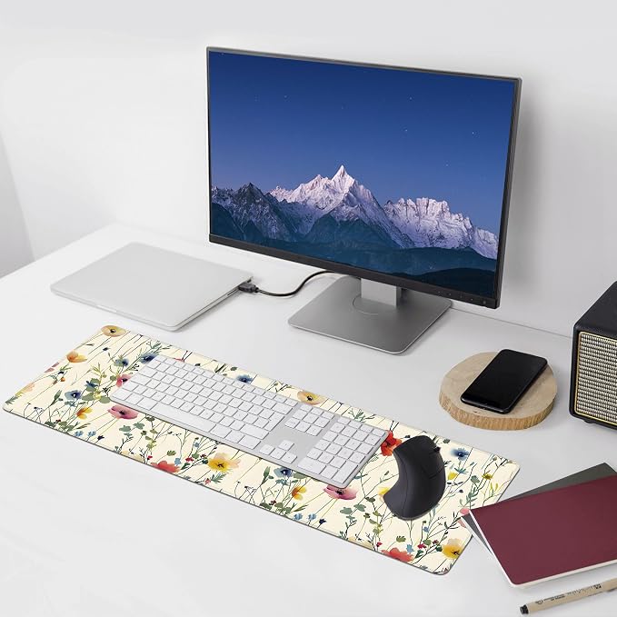 Wild Flowers Large Mouse Pad, Gaming Keyboard Desk Pad, Extended Mouse Mat - Image 6