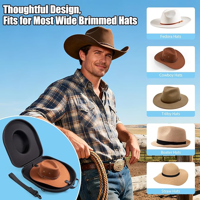 Cowboy Hat Case for Travel, Crushproof Box for Panama & Tweed, Hat Carrier - Image 6