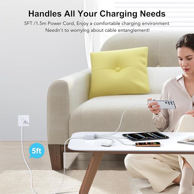 USB C Fast Charger, 100W GaN 6 Port Type Charging Station Hub Block Cube - Image 8