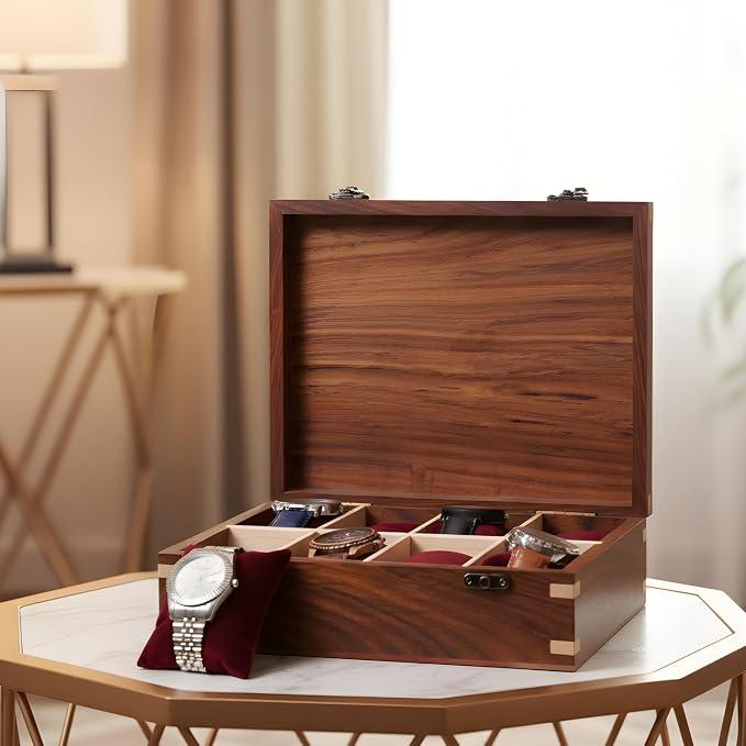 Wooden Watch Box for Men & Women, Watch Organizer & Display Case, Premium by BRAINMART