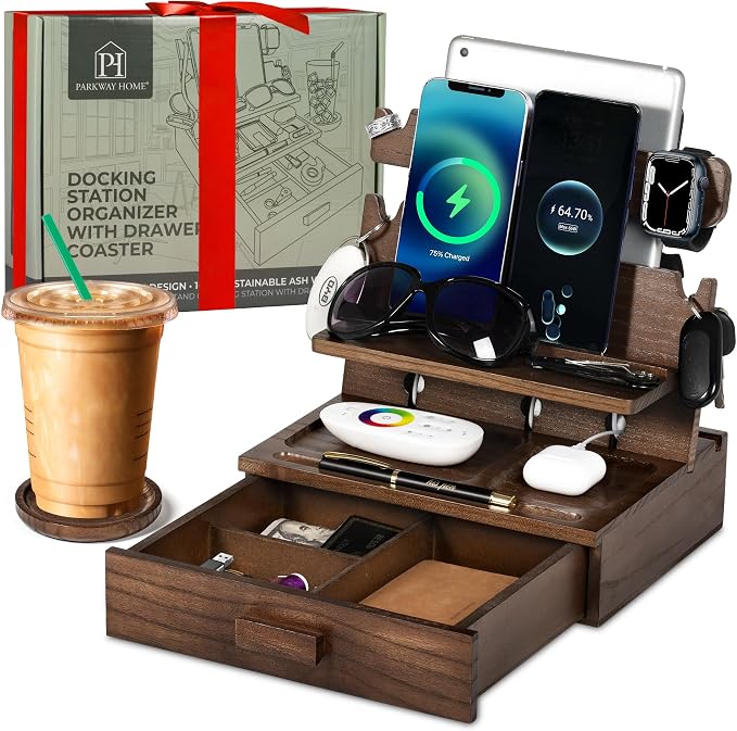 Wood Phone Docking Station for up to 3 Phones by ParkwayHome