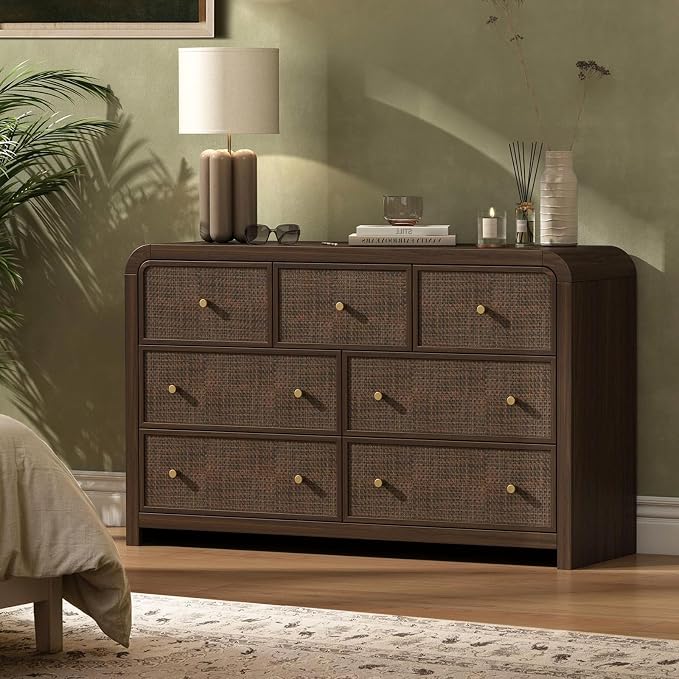 Oak&Sparrow 7 Drawer Dresser for Bedroom, Boho Chest of Drawers, Thickened by OakSparrow