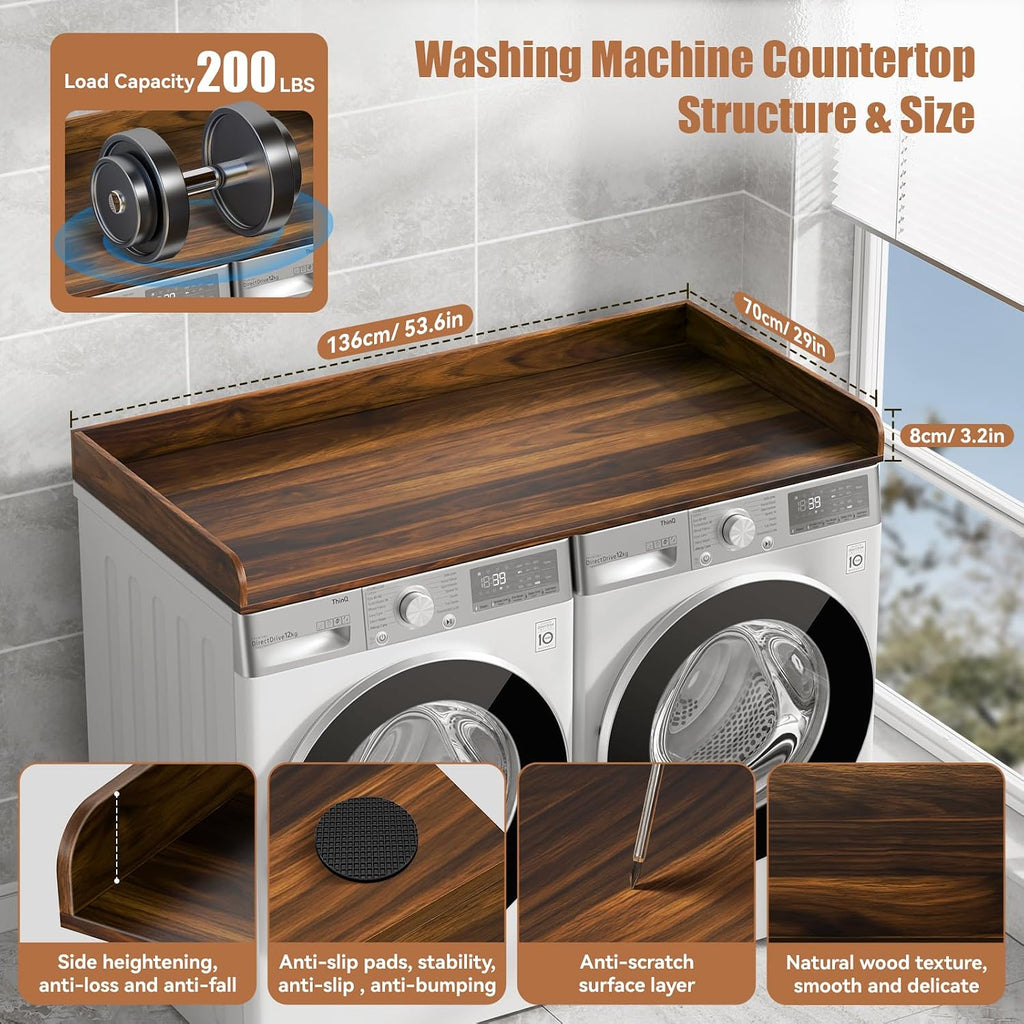 Washer Dryer Countertop, 27.5" D x 54" W Washer and Dryer Topper