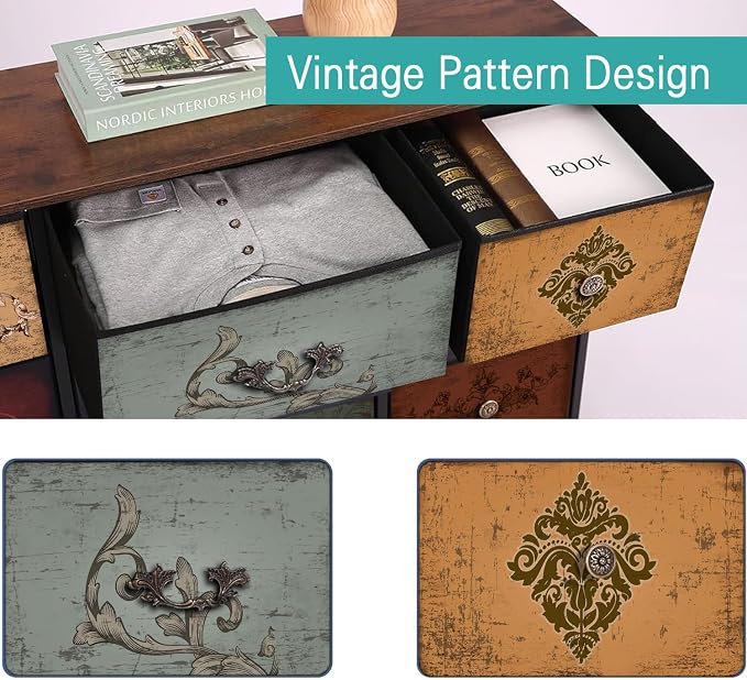 Dresser for Bedroom with 9 Deep Fabric Drawers, Wide TV Stand Storage Cabinet - Image 4