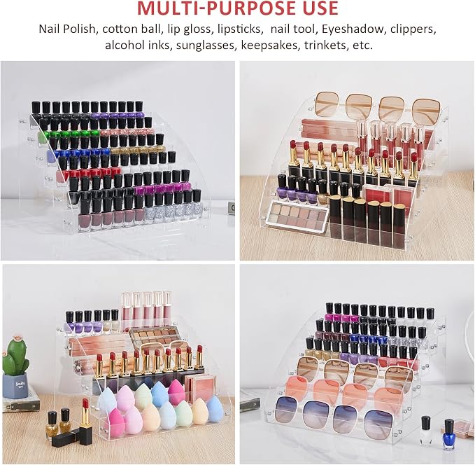 KINGROW Nail Polish Organizer Holder Rack 6 Layers Acrylic Display Rack - Image 5
