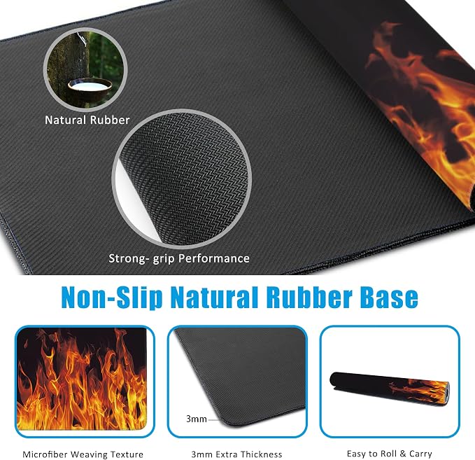 Fire Flames Large Gaming Mouse Pad, Waterproof Desk Mat - Image 5