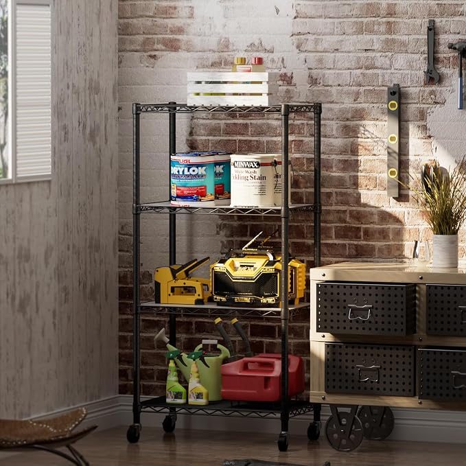 4 Tier Shelves Storage Shelf Wire Closet Bathroom Organizers Metal Pantry - Image 8