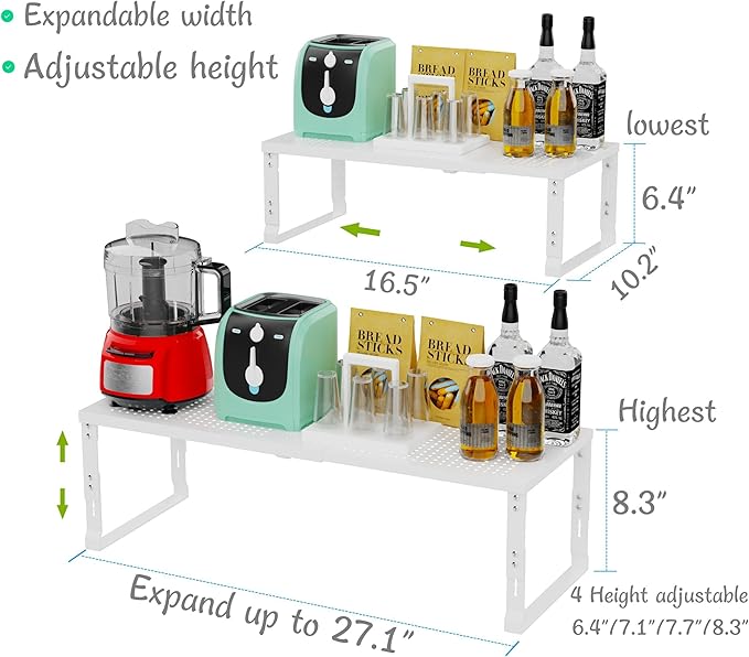 Adjustable Expanable Stackable Spice Rack Shelf Pantry Storage Organizer - Image 3