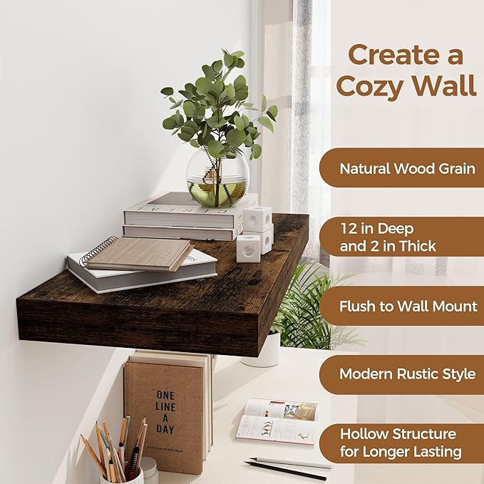 12 Inch Deep Floating Shelves, 24 x 12 Floating Shelf - Image 6