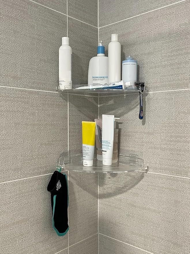 JiePai Acrylic Corner Shower Caddy Shelf - Image 2