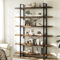 Heavy Duty 6 Tier Industrial Bookcase for Home Office, Rustic Brown