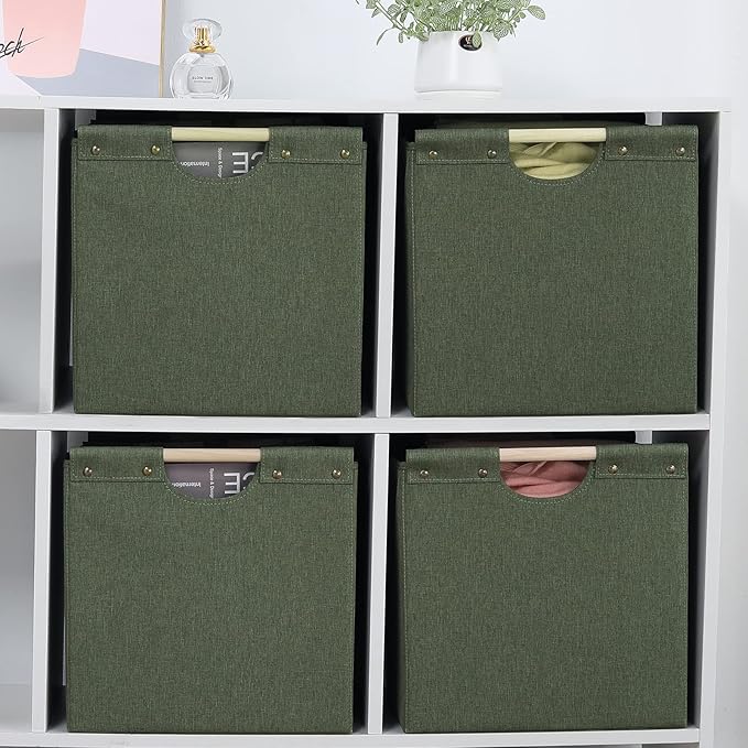 HOONEX Large Collapsible Storage Bins, Linen Fabric, Storage Baskets - Image 4