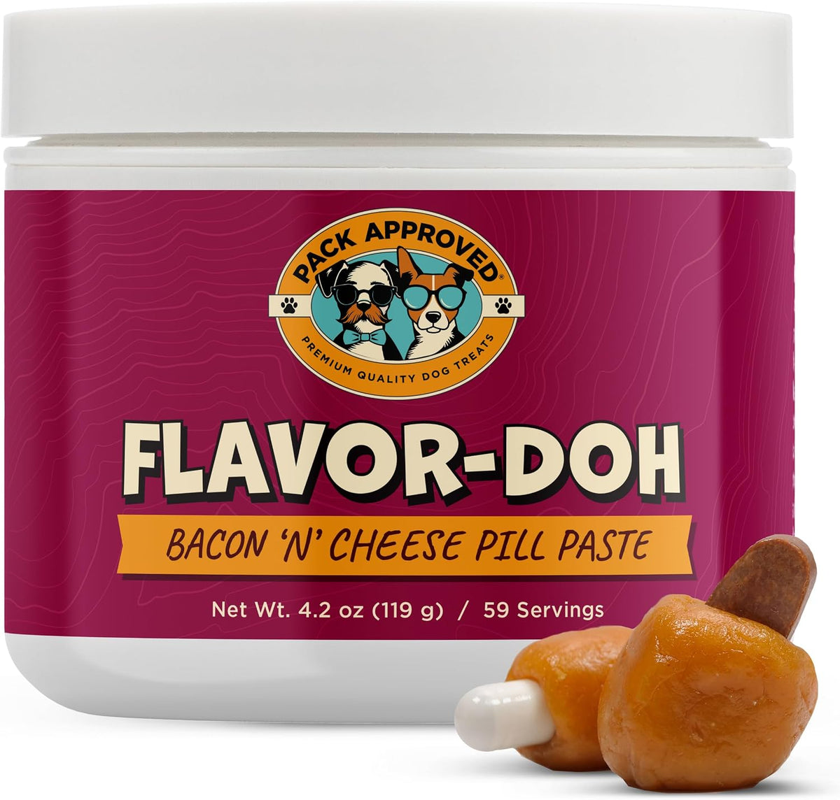 Pack Approved Flavor-Doh - Bacon n' Cheese Pill Wrap for Dogs - 4.2oz