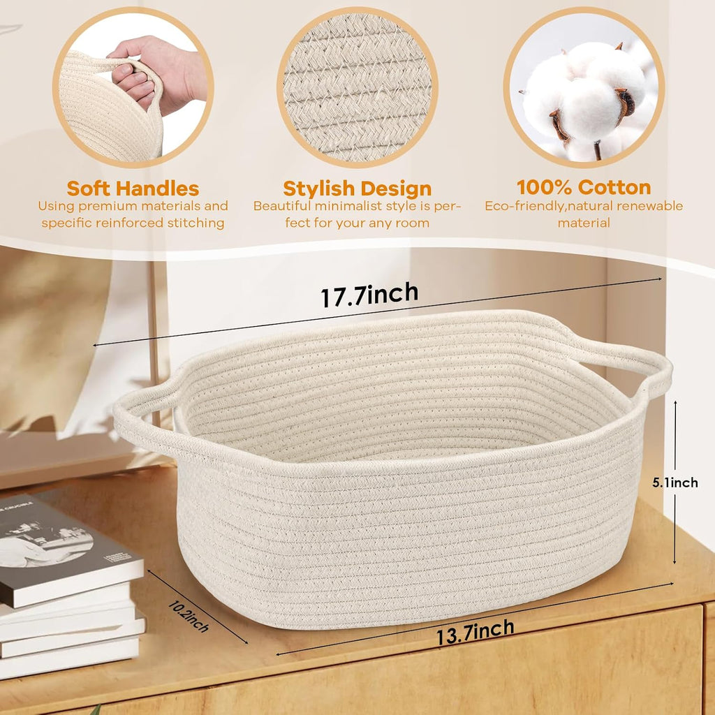 Small Woven Cotton Rope Basket Cute Baby Gift Baskets Empty Decorative