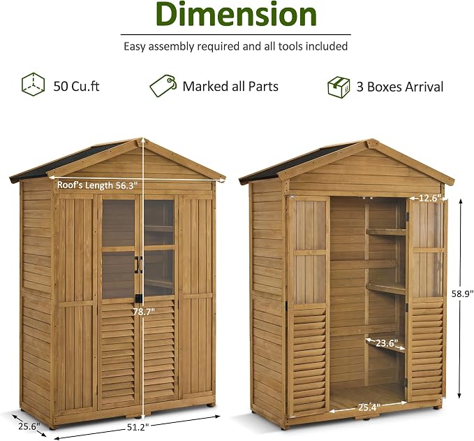 Macrout Outdoor Storage Cabinet, 78 Inches Outside Storage Shed - Image 3