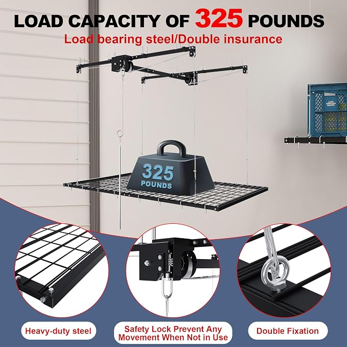 4x8FT Overhead Garage Storage Rack - Image 4